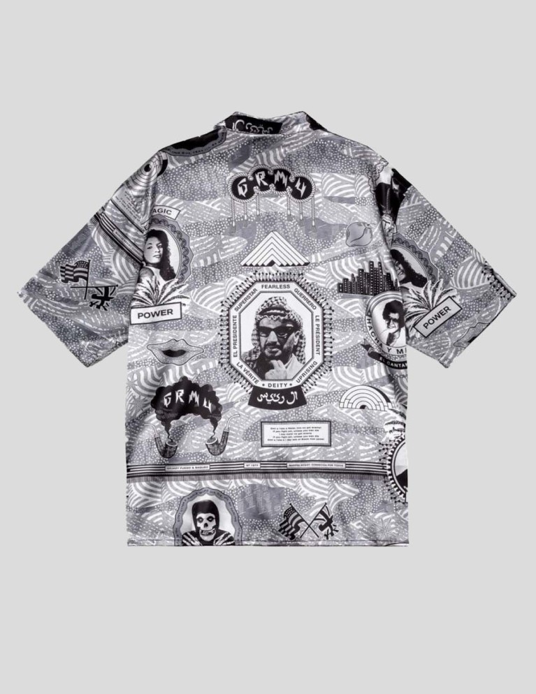 Camisa GRIMEY supastar satin button up shirt black
